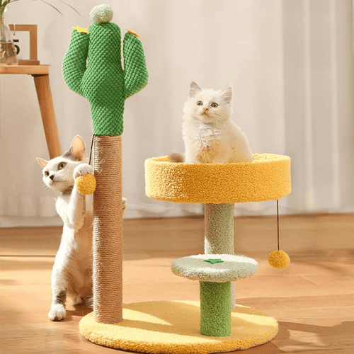 Cat Scratching Post with Sisal Rope – Durable Indoor Cat Scratch Tower with Hanging Toy
